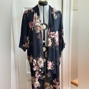 Navy Floral Shawl